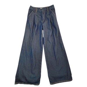 Forever 21 High Rise Wide Leg Jeans Railroad Striped